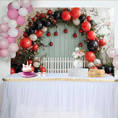 Lofaris Ladybug Theme Birthday Backdrop, Balloon Arch Green Wall Background, Girl First Birthday Decoration
