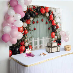 Lofaris Ladybug Theme Birthday Backdrop, Balloon Arch Green Wall Background, Girl First Birthday Decoration