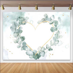 Lofaris Wedding Backdrop, Watercolor Eucalyptus Leaves Gold Geometric Heart Prop