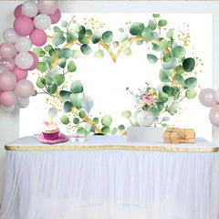 Lofaris Wedding Backdrop, Eucalyptus Greenery Gold Glitter Heart Wreath Decoration