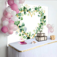 Lofaris Wedding Backdrop, Eucalyptus Greenery Gold Glitter Heart Wreath Decoration