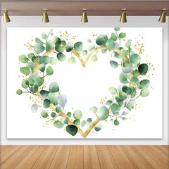 Lofaris Wedding Backdrop, Eucalyptus Greenery Gold Glitter Heart Wreath Decoration