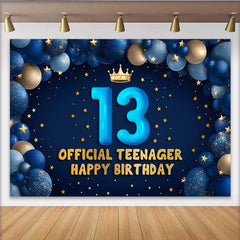 Lofaris Blue Balloon Arch 13th Birthday Backdrop, Official Teenager 13 Gold Stars Party Decoration
