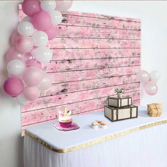 Lofaris Faded Pink Wood Floral Backdrop, Subtle Watercolor Rose and Leaves Photography Background
