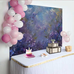 Lofaris Fine Art Abstract Purple Floral Backdrop, Impressionist Wildflower Oil Painting Studio Background