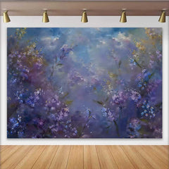Lofaris Fine Art Abstract Purple Floral Backdrop, Impressionist Wildflower Oil Painting Studio Background