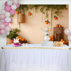 Lofaris Spring Orange Grove Indoor Backdrop, Mediterranean Fruit Harvest Photography Background