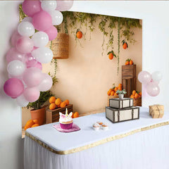 Lofaris Spring Orange Grove Indoor Backdrop, Mediterranean Fruit Harvest Photography Background