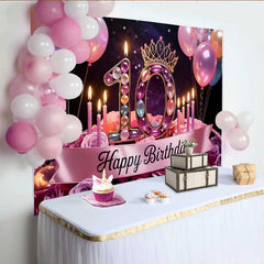 Lofaris Jeweled 10th Birthday Party Backdrop, Pink Balloons and Roses Happy Birthday Banner