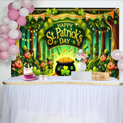 Lofaris Happy St Patricks Day Backdrop, Lucky Leprechauns and Pot of Gold Party Banner