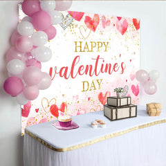 Lofaris Watercolor Pink and Red Hearts Valentines Day Backdrop, Gold Glitter Love Celebration Background