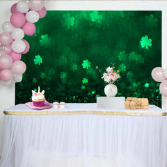Lofaris Green Shamrock Bokeh St Patricks Day Backdrop, Lucky Clover Glitter Photography Background