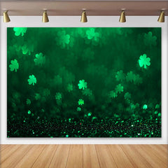 Lofaris Green Shamrock Bokeh St Patricks Day Backdrop, Lucky Clover Glitter Photography Background