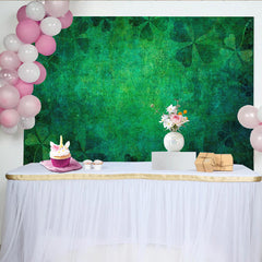 Lofaris St. Patrick's Day Backdrop, Vintage Green Grunge Texture and Clover Pattern