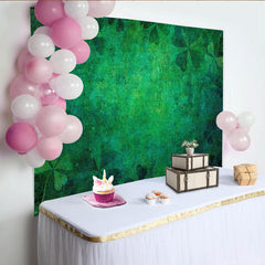 Lofaris St. Patrick's Day Backdrop, Vintage Green Grunge Texture and Clover Pattern