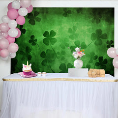 Lofaris St. Patrick's Day Backdrop, Dark Green Weathered Texture and Clover Silhouettes