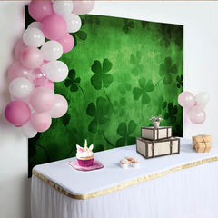 Lofaris St. Patrick's Day Backdrop, Dark Green Weathered Texture and Clover Silhouettes
