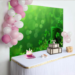 Lofaris St. Patrick's Day Backdrop, Green Leprechaun Hat and Clovers Lucky Decor