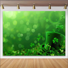Lofaris St. Patrick's Day Backdrop, Green Leprechaun Hat and Clovers Lucky Decor