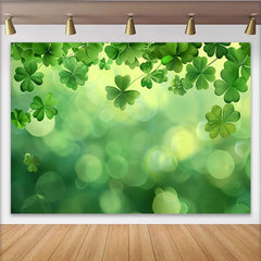 Lofaris St. Patrick's Day Backdrop, Hanging Clovers with Soft Green Bokeh Blur