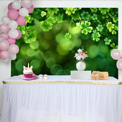 Lofaris St. Patrick's Day Backdrop, Lush Clover Border and Green Bokeh Background
