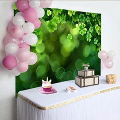 Lofaris St. Patrick's Day Backdrop, Lush Clover Border and Green Bokeh Background