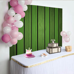 Lofaris St. Patrick's Day Backdrop, Rustic Green Wood Planks Texture for Party