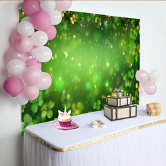 Lofaris St. Patrick's Day Backdrop, Elegant Gold and Green Clovers Frame for Irish Luck Party Photography Background