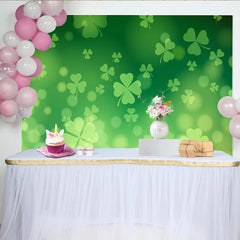 Lofaris St. Patrick's Day Backdrop, Floating Green Shamrocks and Clovers Pattern Background for Holiday Party Decor