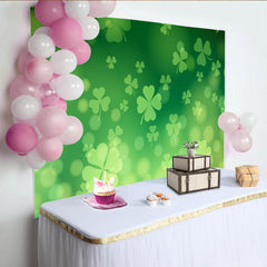 Lofaris St. Patrick's Day Backdrop, Floating Green Shamrocks and Clovers Pattern Background for Holiday Party Decor