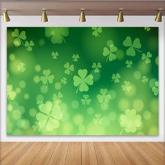Lofaris St. Patrick's Day Backdrop, Floating Green Shamrocks and Clovers Pattern Background for Holiday Party Decor
