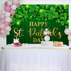 Lofaris St. Patrick's Day Backdrop, Happy St. Patrick's Day Gold Text on Green Plaid Background for Irish Party
