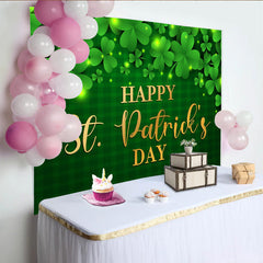 Lofaris St. Patrick's Day Backdrop, Happy St. Patrick's Day Gold Text on Green Plaid Background for Irish Party