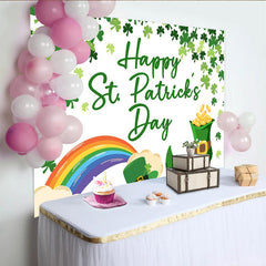 Lofaris St. Patrick's Day Backdrop, Rainbow Leprechaun Boot and Gold Coins Background for Kids Birthday Party