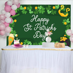 Lofaris St. Patrick's Day Backdrop, Happy St. Patrick's Day Frame with Harp and Leprechaun Hat for Irish Party