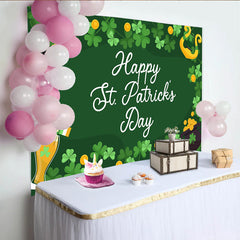 Lofaris St. Patrick's Day Backdrop, Happy St. Patrick's Day Frame with Harp and Leprechaun Hat for Irish Party