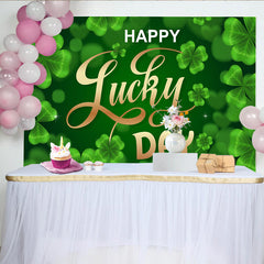 Lofaris Lucky Day St. Patrick's Day Backdrop, Glowing Green Shamrocks and Clovers Party Decoration