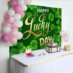 Lofaris Lucky Day St. Patrick's Day Backdrop, Glowing Green Shamrocks and Clovers Party Decoration