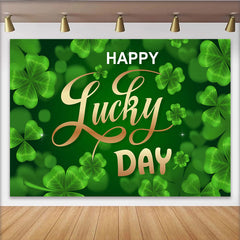 Lofaris Lucky Day St. Patrick's Day Backdrop, Glowing Green Shamrocks and Clovers Party Decoration