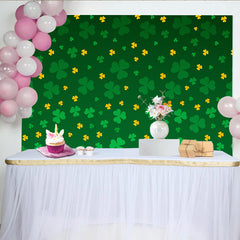 Lofaris St. Patrick's Day Backdrop, Seamless Green and Yellow Shamrock Pattern Clover Background