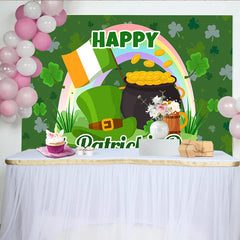 Lofaris St. Patrick Day Pot of Gold and Rainbow Backdrop, Lucky Clover Irish Party Decor