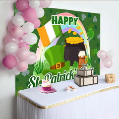Lofaris St. Patrick Day Pot of Gold and Rainbow Backdrop, Lucky Clover Irish Party Decor
