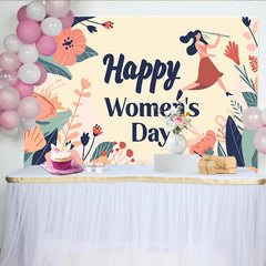 Lofaris Happy Women Day Floral Garden Backdrop, International Woman Celebration Party Decor