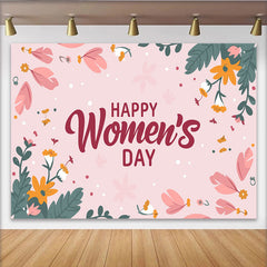 Lofaris International Women Day Hand Drawn Floral Backdrop, Pink Botanical Party Decor