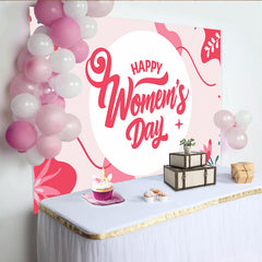 Lofaris Modern Women Day Red Floral Circle Backdrop, International Woman Party Decor