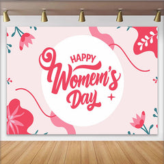 Lofaris Modern Women Day Red Floral Circle Backdrop, International Woman Party Decor