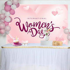 Lofaris International Womens Day Pink Hearts Backdrop, Romantic 3D Style Party Decor, Soft Love Celebration Background