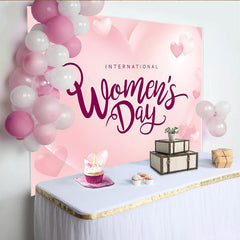 Lofaris International Womens Day Pink Hearts Backdrop, Romantic 3D Style Party Decor, Soft Love Celebration Background