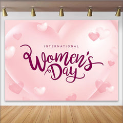 Lofaris International Womens Day Pink Hearts Backdrop, Romantic 3D Style Party Decor, Soft Love Celebration Background