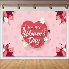 Lofaris Happy Womens Day Heart and Floral Backdrop, Romantic Spring Party Decor, Love Theme Celebration Background